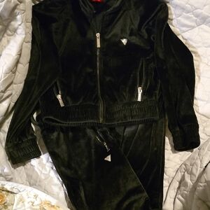 Guess Black Velour Jacket with Silver Zipper